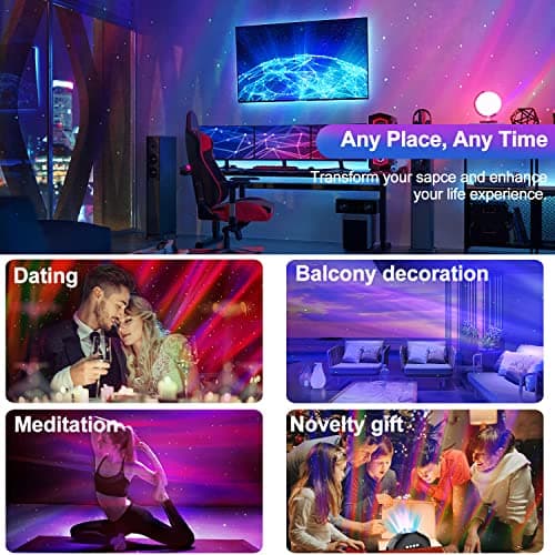 Star Projector, CIMELR Northern Galaxy Aurora Lights Projector with 33 Light Effects Bluetooth Speaker & White Noise, Remote Control Night Light for Bedroom, Room Decor, Party, Gift for Kids Adults - Thumbnail 6