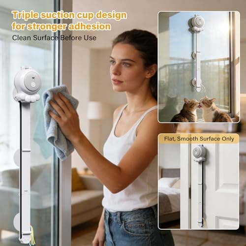 HAPPYCODE 2-in-1 Electric Cat Wand – Rechargeable Auto Indoor Toy, Suction & Hanging Design, 2 Modes (Track Chase + Bounce),Perfect for Kittens & Adult Cats, Ultimate Cat Gift - Thumbnail 5