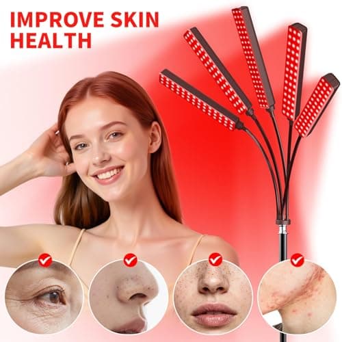 Red Light Therapy for Face and Body, Red Infrared Light Therapy Lamp with Stand Led 660nm Red Light-Therapy& 850nm Infrared Light Device for Body Gift for Her - Thumbnail 4