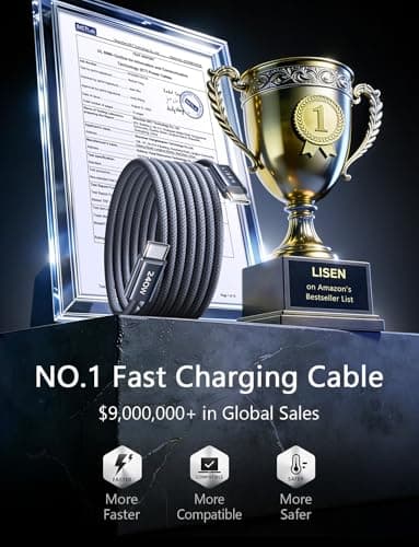 LISEN USB C to USB C Cable, 240W C to C Cable Fast Charging [6.6ft, 2 Pack] Type C Charger Fast Charging USBC to USBC Cable for iPhone 17 16 15 Pro Max iPad MacBook Pro Air M5 Samsung S26 S25 Ultra - Thumbnail 2
