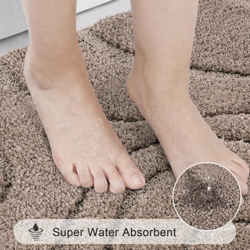 HEBE Microfiber Bathroom Rugs Sets 3 Piece,Super Absorbent Non Slip Bath Mats Rugs for Bathroom,Washable Bath Mat and U-Shaped Contour Toilet Rug Set for Tub Shower Bath Carpet - Thumbnail 6