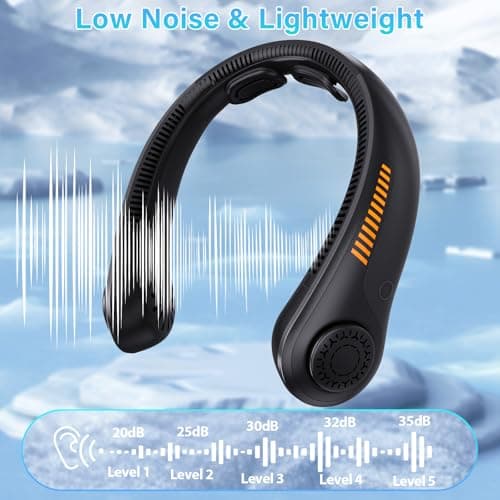 Portable Neck Fan Rechargeable, 5 Speeds, Lightweight, Long Lasting, Battery Operated All-Around Cooling Quiet Personal Fans for Travel Camping Cooling Essentials, Birthday Gifts for Women Men Mom Dad - Thumbnail 5