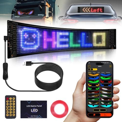 Eachbid Programmable Scrolling LED Sign, 23.4"x4.7", USB Flexible Digital Sign, APP Control, Custom DIY Editor Text, Patterns, Animations, for Car, Store, School, Hotel - Image 1