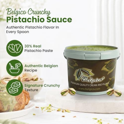 Belgico Bulk Pistachio Crunch sauce – 8.8 lb (4kg) Gourmet Spread for Pastries, Gelato, Knafeh & Dubai Chocolate Bars – Commercial-Grade Filling & Topping - Thumbnail 3
