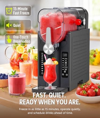 BKPPM Slushie Machine: No Ice Needed Slushy Machine for Home, 6 Preset, Real-Time Temp Display, Auto-Clean | Frozen Margaritas, Cocktails, Frappés, Ice Cream, Smoothies, Milkshakes,Summer Parties - Thumbnail 5