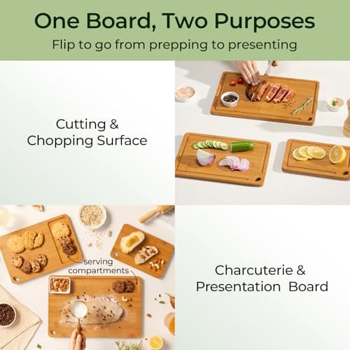 Keechee Bamboo Cutting Board, Durable Wood Cutting Boards for Kitchen with Deep Juice Grooves & Built-in Handles, Ideal Charcuterie & Chopping for Meat, Vegetables and Fruits Ideal Kitchen Gifts - Thumbnail 3