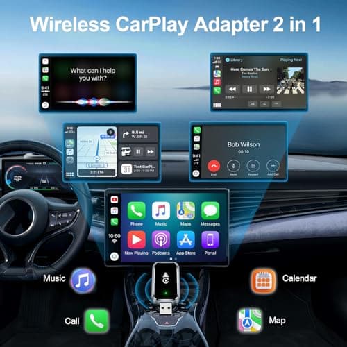 Wireless CarPlay Adapter for iPhone & Android, Plug and Play Bluetooth Dongle Wired to Wireless Apple Car Play Adapter, USB-A & Type-C Port, Fast Connection - Thumbnail 3