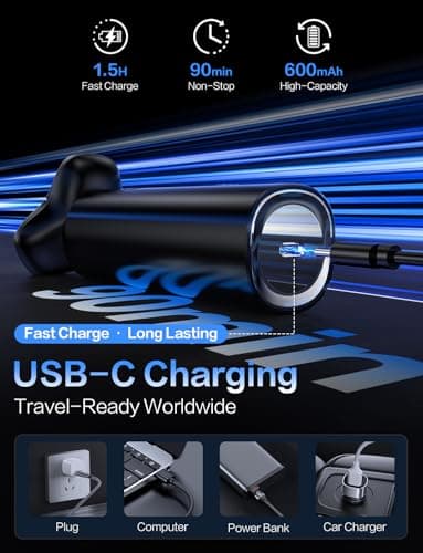 Electric Razor for Men, 4D Floating Rotary Razor, Wet & Dry Waterproof IPX7, USB-C Fast Charging, LED Display, Adaptive Speed Control, Low Noise Cordless Electric Razor with Travel Lock - Thumbnail 6