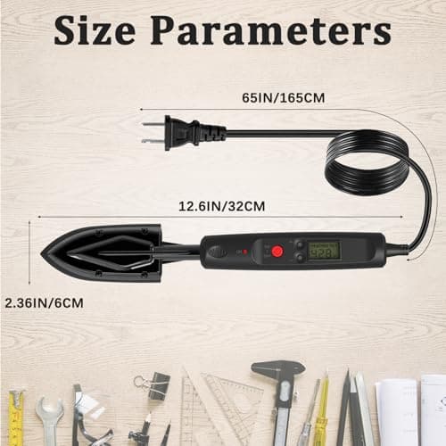 Edge Bandling Iron with LCD Display,Adjustable 212-428F (100-220C),Metal Stand,98 in Power Cord,3 Replaceable Socks,Precision Control Sealing Iron for Furniture Edges & Models - Thumbnail 4