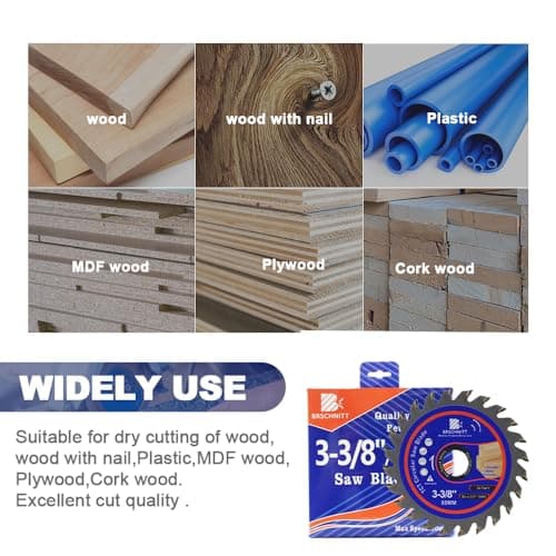 Carbide Tipped Teeth Compact Circular Saw Blade 24T 3 3/8"- BRSCHNITT 3pcs Wood Cutting Saw Blade for General Purpose Cutting & Trimming Wood, Plastic and Composite Materials Arbor:3/5"-3/8" - Thumbnail 2