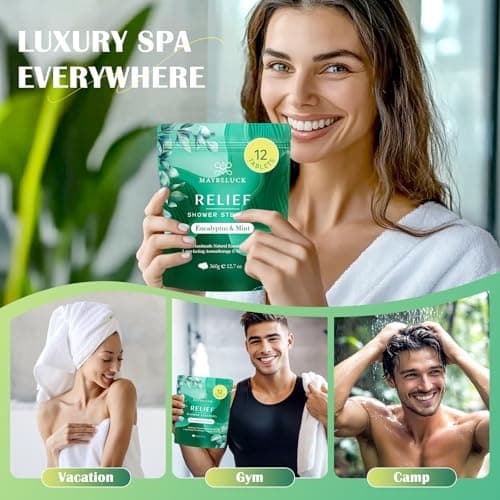 Maybeluck Eucalyptus Mint Shower Steamers 12 Pack - Eucalyptus for Shower, Self Care Dad Gifts & Graduation Gifts, Made with Natural Ingredients & Essential Oil, Aromatherapy Birthday Gifts for Men - Thumbnail 6