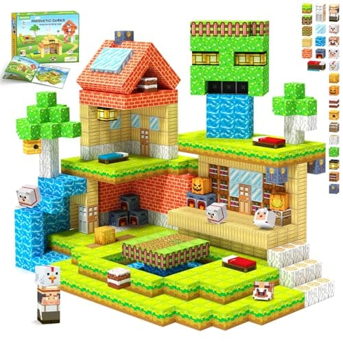 Hiwawind Magnetic Building Blocks Farm Animals, STEM Sensory Magnet Cubes, Montessori Educational Toys for 3 4 5 6 7 8 Year Old Boys & Girls, Birthday Gift - Image 1