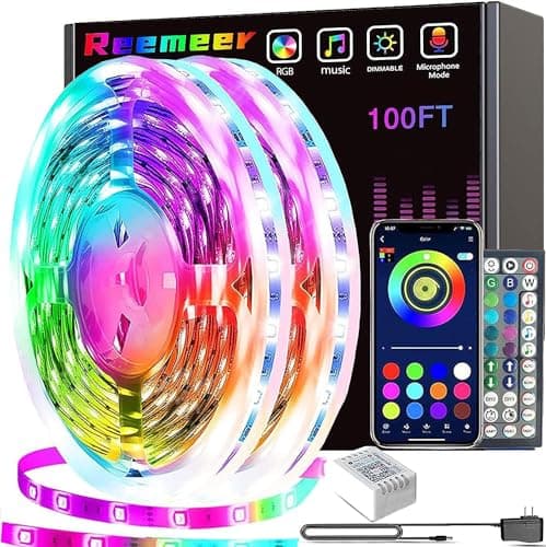 REEMEER Led Lights 100ft Smart APP Control Music Sync Strip Lights RGB Color Changing Strips with Remote, for Bedroom Kitchen and Party - Image 1