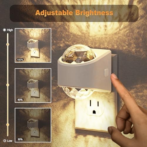 JandCase Night Lights Plug into Wall, 3000K Soft White Star Projector Night Light, Automatic Galaxy Nightlight Plug in with Light Sensor for Bathroom Hallway Room Decor - Thumbnail 2