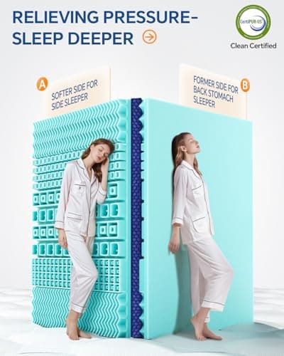 BEDELITE Queen Mattress Topper Dual Layer 4 Inch Memory Foam Mattress Topper, 2 Inch Pilow Top Mattress Pad and 2 Inch Premium Gel Foam Mattress, with Stretchable Pockets Up to 6"-24" - Thumbnail 3