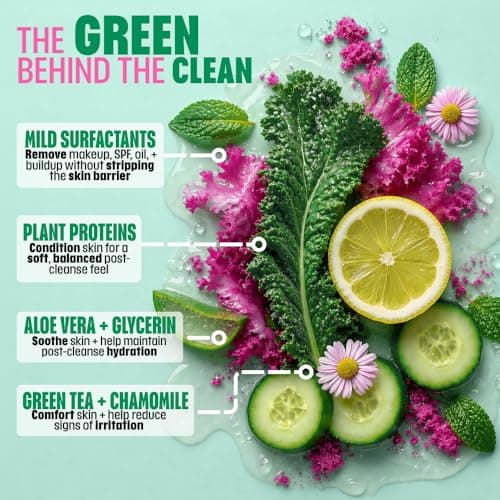 SurFACE Face Wash with Kale, Carrot and Lemon Proteins, Green Tea, Chamomile, Aloe and Cucumber – Gentle Daily Antioxidant Cleanser for Hydrated, Balanced Skin – Kale Yeah! - 6 oz - Thumbnail 5