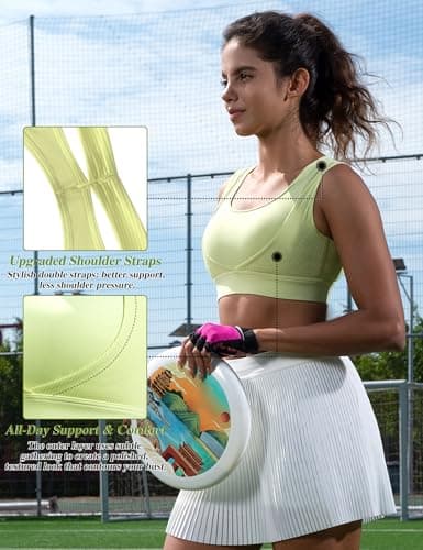 Cordaw Racerback Sports Bras for Women High Support, Molded Cup High Impact Hook Back Yoga Running Bra Light Green L - Thumbnail 6