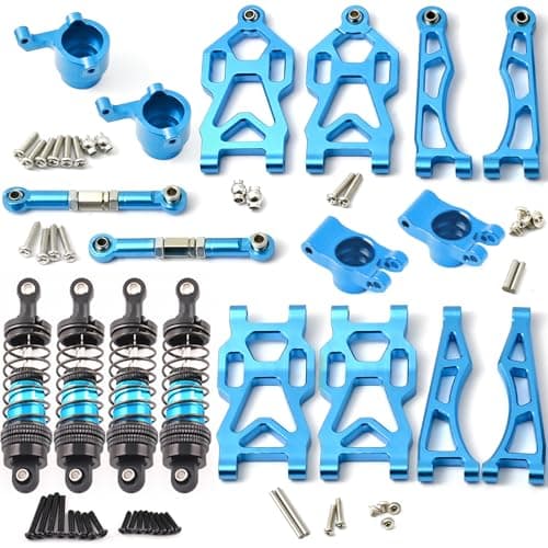RC 1/16 Front and Rear Arm Upgrade Parts 8 Sets Shock Absorber Steering Block Rear Axle hub Aluminium Replacement Metal Suspension Accessories for SCY 16101 16102 JJRC Q130A Q141 Q117 RC Car - Image 1