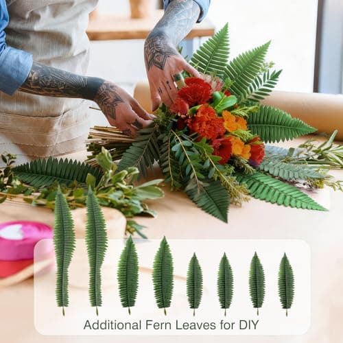 LuceAlberi Artificial Boston Fern Bush - Set of 2 45Inch Fake Ferns with 55 Fronds, Large Hanging Faux Plants Decor, UV Resistant Faux Fern Vines Silk Greenery for Outdoor Indoor, Porch, Farms, Patio - Thumbnail 6
