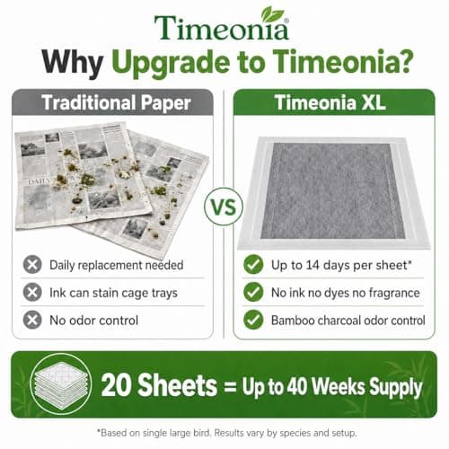 TIMEONIA XL Bird Cage Liners 23.6x35.4 20-Pack Bamboo Charcoal Large Parrot - Thumbnail 2