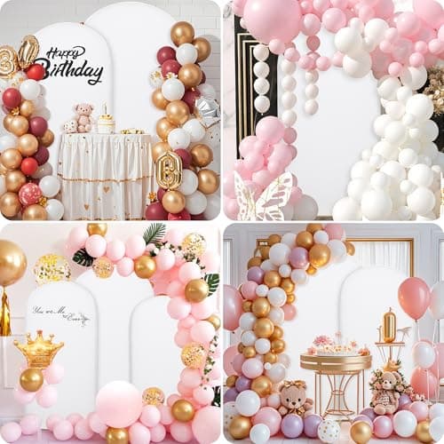 6.6FT Wedding Arch Covers Arch Backdrop Cover Arch Stand Covers Set Arch Cover Spandex Fabric Stretchy Backdrop for Wedding Birthday Party Decoration Baby Shower (White, Cover Only) - Thumbnail 2