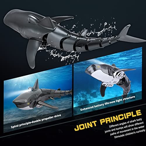 2.4G Remote Control Shark Toy 1:18 Scale High Simulation Shark for Swimming Pool Bathroom Great Gift RC Boat Toys for 6+ Year Old Boys and Girls (with 2 Batteries) - Thumbnail 4