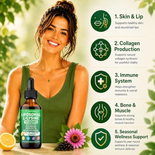 Liposomal Lysine 1000MG Liquid Drops, 16-in-1 L Lysine Supplement for Kids and Adults, Echinacea & Elderberry with Vitamin C, B6, D3, B12 & Zinc for Collagen, Lip, skin & Immune Support, 2 Pack - Thumbnail 4
