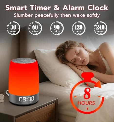 Anweller Smart Red Light Therapy Sleep Device White Noise Sound Machine with 5-Level Red Night Light (620–690nm) 32 White Noise Smart App Control Timer & Wake-Up Alarm Clock - Thumbnail 5