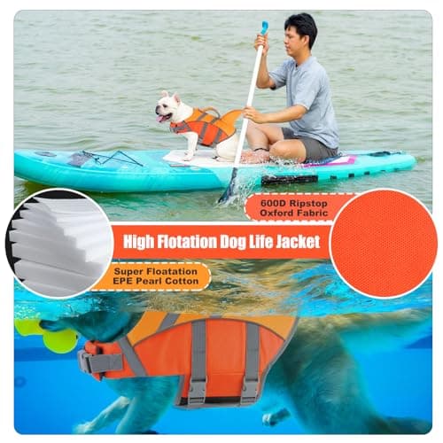 Doglay Shark Dog Life Jacket - Reflective Dog Life Vest for Swimming and Boating with Rescue Handle, Adjustable High Buoyancy Floating Vest for Small Medium Large Dogs - Thumbnail 3
