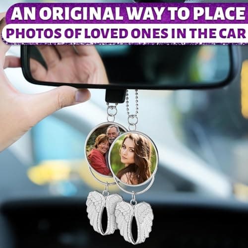 12 Pcs Angel Wings Sublimation Blanks – Double-Sided Sublimation Memorial Blanks | Holds 1.6" Round Photo – Aesthetic Design, Easy Print | DIY Keepsake & Gift Giving | Graduation Tassel Photo Charm - Thumbnail 6