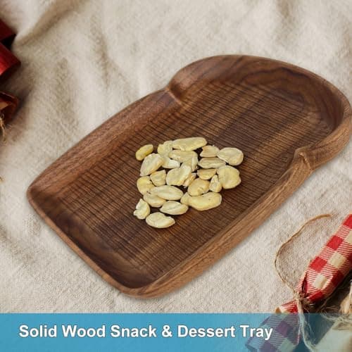 HomeHand Hand-Carved Walnut Wood Tabletop Accent, Decorative Wooden Serving Piece with Natural Grain for Table Styling and Display - Thumbnail 6