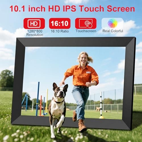 Digital Picture Frame, Frameo 10.1 Inch WiFi Electronic Photo Frame, 1280x800 HD IPS Touch Screen, Auto-Rotate, Wall Mountable, Easy Setup to Share Moments Instantly via Frameo App, Gifts for Mom - Thumbnail 4