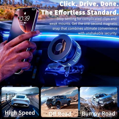 RayLink [Ultra Strong 120LB Vacuum Suction & 2800gf Magnet] Magnetic Phone Holder for You Car, 360° Adjustable for MagSafe Compatible Car Phone Mount for iPhone 17/16/15/14/13/12 Pro Max Plus - Thumbnail 6