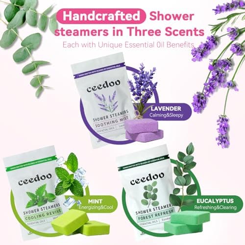 Shower Steamers Aromatherapy 6 Pack - Easter Basket Stuffers for Teens & Adults, Birthday Gifts for Women - Natural Essential Oil Shower Bombs for Stress Relief & Relaxation, Home Spa Self-Care - Thumbnail 2