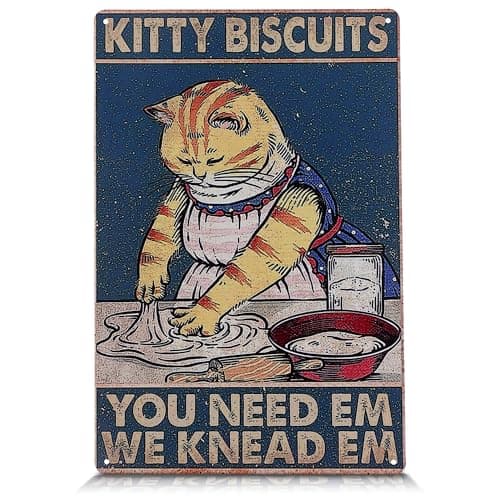 Kitty Biscuits Metal Sign - 8x12" Cat Signs Home Decor for Kitchen, Bedroom & Living Room, Funny Cat Decor, Great for Home and Commercial Spaces, Great as Charming Valentines Day Gifts for Cat Lovers - Image 1