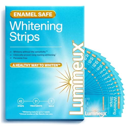 Lumineux Teeth Whitening Strips - 21 Treatments (3 Months) - Peroxide Free - Enamel Safe for Whiter Teeth - Whitening Without The Sensitivity - Dentist Formulated - Sensitivity - Image 1