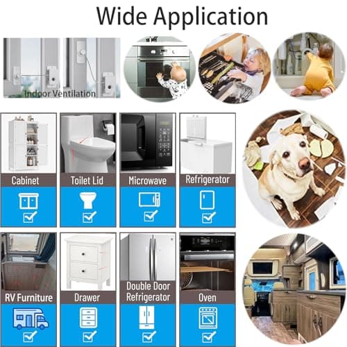 Bstsilver Fingerprint Fridge Lock No Drill w/USB Key, Smart Biometric Cable Latch for Cabinet Drawer Freezer Door Corner Window, Childproof Petproof RV Refrigerator Locks, Furniture Anchors Anti Tip - Thumbnail 3