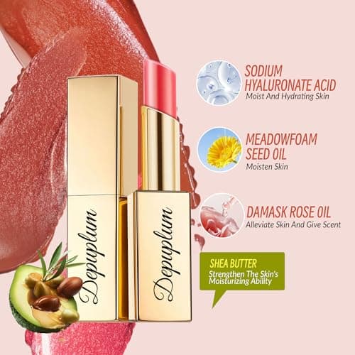 Depuplum Pink Red Shimmer Lipstick for Women Moisture Tinted Lip Balm Nourish Red Lip Gloss Cruelty Free Glitter Lip Stick (ZG115 Shine - Berry Pink) - Thumbnail 3