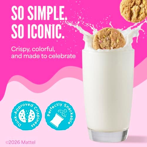 Cooper Street Snacks It's Just a Cookie - Thin & Crispy Butter Cookies, Nut, Soy & Seed Oil Free, School Safe For Kids Or Lunchbox For Adults - Barbie Birthday Cake - 12 Pack (1.25oz) - Thumbnail 3