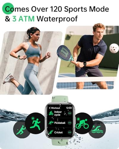 WMK Smart Watch with Alexa, Answer/Make Call,1.83" Display,10 Day Battery, Heart Rate/SpO2/Sleep Monitor, 3ATM Waterproof, 120+ Sport,Compatible with iPhone/Android Fitness Tracker - Thumbnail 4