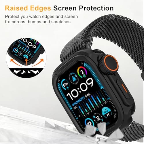SDOCEBF 2 in 1 Metal Alloy Case for Apple Watch Series 11/10 46mm, Rugged Aluminum Bumper with Back Cover, Shockproof Protective Apple Watch 10 46 mm Metal Cover, Black - Thumbnail 2