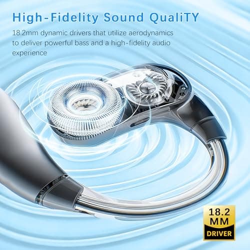 Essonio Open Ear Earbuds Wireless Ear Hooks Headphones, Ultra Lightweight Powerful Stereo Sound 35H Playtime Bluetooth 5.4 Dual Device Sync AI Clear Calls Waterproof for Small Ears - Thumbnail 2
