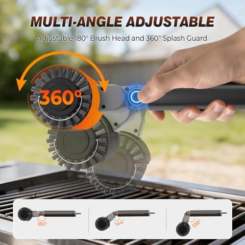 Electric Grill Brush for Outdoor Grill, 3-Speed Rotating Electric BBQ Grill Brush, 5000mAh Rechargeable Battery, 304 Stainless Steel Grill Cleaning Brush with Powerful Burnt Food Removal - Thumbnail 4