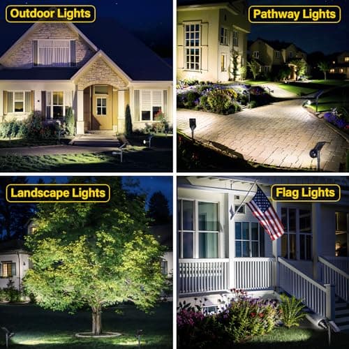 ROSHWEY Solar Outdoor Lights, Waterproof Solar Yard Lights 600LM Spot Light Outdoor for Tree Pathway Walkway Driveway Patio (Cool White, 4Pack) - Thumbnail 3