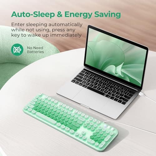 Atelus Wired Backlit Keyboard, Full Size USB Keyboard with Colorful Retro Keycaps, Numeric Keypad and Media Hotkey for Computer Desktop PC Laptop and Windows 7 8 10 11 - Thumbnail 4