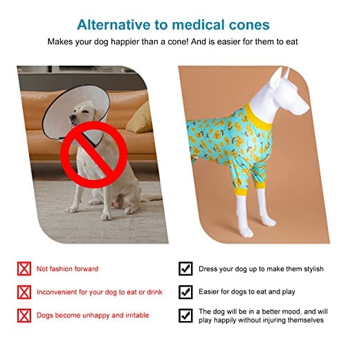 LovinPet Pajama for Pitbulls - Pet Anxiety Relief, Sun Protection Dog Pajamas, Comfy Stretchy Fabric, Mint Flower Print, Big Dog Post Surgery Recovery Shirt, Large Breed Apparel,Yellow XXL - Thumbnail 6
