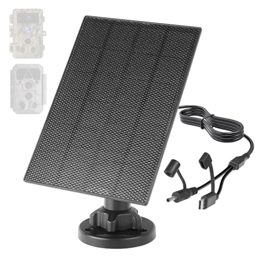LIYVZ 3W Trail Camera Solar Panel with Built-in Battery 4000mAh, USB-C 5V & DC 6V Stable Output, 10 ft Cable & 360° Adjustable Bracket, IP65 Weatherproof, Compatible with Trail/Game Cameras