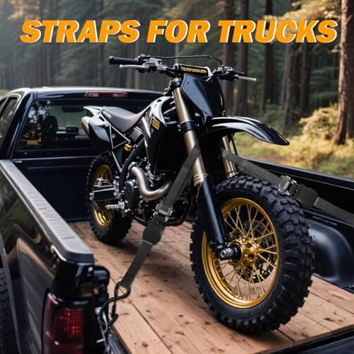 Motorcycle Tie Down Straps 1" x15' (4-Pack), Waterproof Carry Bag 2200lb Break Strength with Soft Loops & Coated S-Hooks for Truck, Trailer, ATV, UTV, Boat (Black) - Thumbnail 4