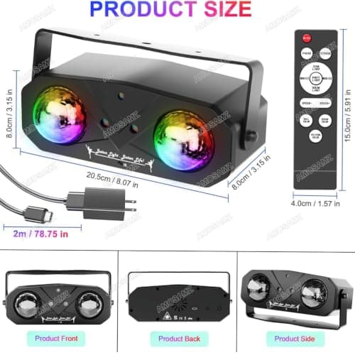 Disco Lights Disco Ball, Sound Activated Party Light with Roating Disco Ball,Star Projector,Ocean Light and Laser Lights for Party DJ KTV Club Wedding Festivals Stage Dancing Christmas - Thumbnail 6
