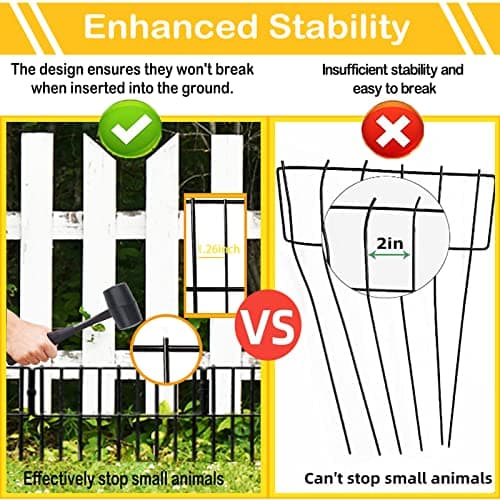 Animal Barrier Fence, 10 Pcs Upgrade 1.26 in Gap Decorative Fences No Dig Fence for Rabbits and Dog Ground Defense, Rustproof Metal Wire Garden Fence Border for Garden & Patio Landscaping - Thumbnail 5
